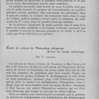 0979 - Page 953 - Séance du 9 novembre 1932. Communications. Un cas de paludisme congénital, par V. Chorine. / Essais de culture de Plasmodium falciparum. Action de l'acide carbonique, par V. Chorine