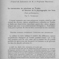 1008 - Page 976 - Séance du 9 novembre 1932. Mémoires. Première série d'essais de traitement de la lèpre chez le rat, par J. Tisseuil. (Travail du laboratoire de M. le Professeur Marchoux.). / La transmission du paludisme au Tonkin en fonction de la physiographie des lieux (Note préliminaire). Par C. Toumanoff