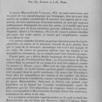 1025 - Page 993 - Séance du 9 novembre 1932. Mémoires. Recherches sur les cestodes appartenant au genre Mesocestoides Vaillant. Par Ch. Joyeux et J.-G. Baer