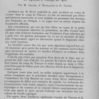 1145 - Page 1109 - Société de l'Ouest-Africain. Séance du 27 novembre 1932. Communications. La typhoïde à Tiaroye en 1932, par M. Advier, J. Russaouen et R. Feytes