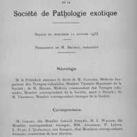 0019 - Page 1 - Séance du mercredi 11 janvier 1933. Nécrologie. / Correspondance. / Election d'un membre titulaire