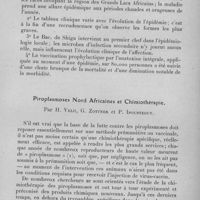 0085 - Page 67 - Séance du mercredi 11 janvier 1933. Mémoires. La dysentérie bacillaire dans la région des grands lacs africains et la vaccination prophylactique, par J. Pergher et J. van Riel. 5. - La vaccination prophylactique antidysentérique. / Piroplasmoses nord-Africaines et chimiothérapie, par H. Velu, G. Zottner et P. Ipousteguy