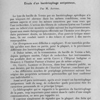 0112 - Page 94 - Société médico-chirurgicale de l'Ouest-Africain. Séance du 18 décembre 1932. Communications. Etude d'un bactériophage antipesteux, par M. Advier