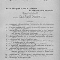0145 - Page 121 - Célébration du 25e anniversaire de la Société de Pathologie Exotique. Séances des 8 et 9 février 1933. Séance de travail du 8 février. Etiologie et traitement des infections intestinales des pays chauds. Sur la pathogénie et sur le traitement des infections dites intestinales, (rapport introductif), par le prof. G. Sanarelli... 1. - Croyances traditionnelles sur l'entérogenèse des infections dites intestinales