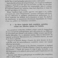 0147 - Page 123 - Célébration du 25e anniversaire de la Société de Pathologie Exotique. Séances des 8 et 9 février 1933. Séance de travail du 8 février. Etiologie et traitement des infections intestinales des pays chauds. Sur la pathogénie et sur le traitement des infections dites intestinales, (rapport introductif), par le prof. G. Sanarelli... 1. - Croyances traditionnelles sur l'entérogenèse des infections dites intestinales. / 2. - La fièvre typhoïde était considérée, autrefois, comme une infection typique de l'intestin