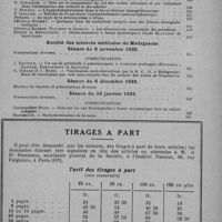 0399 - Page sans numérotation - Suite du sommaire du numéro 3. / Tirages à part