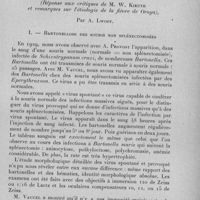 0427 - Page 397 - Séance du mercredi 8 mars 1933. Existence d'une bartonellose aiguë des souris non splénectomisées. Autonomie d'Eperythrozoon noguchii Lwoff et Vaucel. (Réponse aux critiques de M. W. Kikuth et remarques sur l'étiologie de la fièvre de Oroya), par A. Lwoff