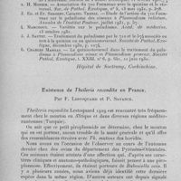 0468 - Page 438 - Séance du mercredi 8 mars 1933. Le 710 et le quiniostovarsol dans le traitement du paludisme à Plasmodium vivax et à Plasmodium praecox, par C. Massias. (Hôpital de Soctrang, Cochinchine.). / Existence de Theileria recondita en France, par F. Lestoquard et P. Savance