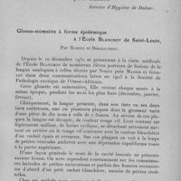 0564 - Page 533 - Société médico-chirurgicale de l'Ouest-Africain. Séance du 26 février 1933. Communications. Maladie de Parkinson vraisemblablement post-encéphalitique, par P. Gallais. (Service d'hygiène de Dakar.). / Glosso-stomatite à forme épidémique à l'Ecole Blanchot de Saint-Louis, par Robini et Bergouniou