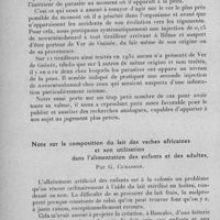 0567 - Page 536 - Société médico-chirurgicale de l'Ouest-Africain. Séance du 26 février 1933. Communications. Au sujet de la draconculose à Bilma, par Morard. / Note sur la composition du lait des vaches africaines et son utilisation dans l'alimentation des enfants et des adultes, par G. Curasson