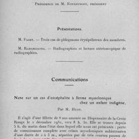 0579 - Page 548 - Sociétés des sciences médicales de Madagascar. Séance du 10 janvier 1933. Présentations. / Communications. Note sur un cas d'encéphalite à forme myoclonique chez un enfant indigène, par M. Huot