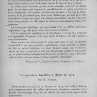 0699 - Page 664 - Société médico-chirurgicale de l'Ouest-Africain. Séance du 26 mars 1933. Communications. Au sujet d'un cas de diabète, compliqué de néphrite chronique chez un indigène de la Côte d'Ivoire, par L. Lambert. (Travail de l'Hôpital central indigène de Dakar.). / La dysentérie bacillaire à Dakar en 1932, par M. Advier