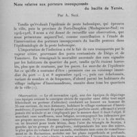 0725 - Page 688 - Séance du mercredi 10 mai 1933. Communications. Note relative aux porteurs insoupçonnés du bacille de Yersin, par A. Sicé