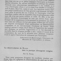 0750 - Page 709 - Séance du mercredi 10 mai 1933. Communications. Contribution à l'étude des piroplasmoses en Grèce. III. - Babésiellose du mouton, par M. Stylianopoulos et B. Ananiadès. (Laboratoire de bactériologie vétérinaire du Ministère de l'agriculture, à Athènes.). / La désarticulation de Ricard dans la pratique chirurgicale indigène, par E. Peyre