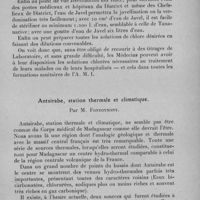 0794 - Page 751 - Société des sciences médicales de Madagascar. Séance du 7 février 1933. Communications. Eaux de javel et solutions chlorées, par M. Audile. / Antsirabe, station thermale et climatique, par M. Fontoynont