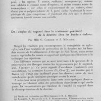0833 - Page 784 - Séance du mercredi 14 juin 1933. Communications. A propos de la trypanosomiase virulente du porc, par G. Bourguignon. / De l'emploi du naganol dans le traitement préventif de la dourine chez les baudets étalons, par Mlle G. Cordier et J. Ménager