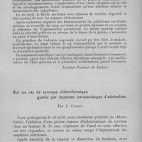 0920 - Page 871 - Société médico-chirurgicale de l'Ouest-Africain. Séance du 30 avril 1932. Comptes-rendus mensuels. Un cas de maladie du sommeil contractée par un Européen aux environs de Dakar, par M. Advier et P. Schennberg. (Institut Pasteur de Dakar.). / Sur un cas de syncope chloroformique guérie par injection intracardiaque d'adrénaline, par J. Cusset