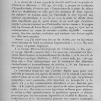 0951 - Page 900 - Séance du mercredi 12 juillet 1933. Communications. Traitement du choléra par les injections intraveineuses de solution chlorurée hypertonique et de gonacrine, par C. Massias
