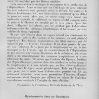 1172 - Page 1109 - Société médico-chirurgicale de l'Ouest-Africain. Séance du 9 juillet 1933. Etude d'une tumeur du testicule chez un indigène atteint d'éléphantiasis. Essai sur la pathogénie de cette affection, par Jean Cusset et Z. Goldenfoun. (Dispensaire de l'assistance médicale indigène de Thiès.). / Gynécomastie chez un Soudanais, par Nicolle