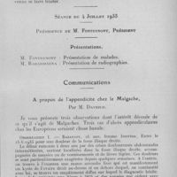 1182 - Page 1119 - Société des sciences médicales de Madagascar. Séance du 6 juin 1933. Communications. La poliomyélite antérieure aiguë (paralysie infantile) à Madagascar, par M. Fontoynont et Raharijaona. / Séance du 4 juillet 1933. Présentations. / Communications. A propos de l'appendicite chez le Malgache, par M. Davioud