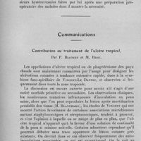 1265 - Page 1280 - Société médico-chirurgicale de l'Ouest-Africain. Séance du 26 novembre 1933. Comptes-rendus mensuels. / Communications. Contribution au traitement de l'ulcère tropical, par P. Blondin et M. Riou