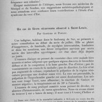 1277 - Page 1292 - Société médico-chirurgicale de l'Ouest-Africain. Séance du 26 novembre 1933. Communications. Le vent d'Est au Sénégal, suggestions de météréopathologie africaine, par G. Lefrou. / Un cas de fièvre récurrente observé à Saint-Louis, par Gontier et Popoff