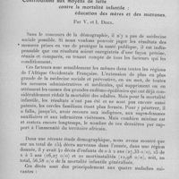 1287 - Page 1302 - Société médico-chirurgicale de l'Ouest-Africain. Séance du 26 novembre 1933. Mémoires. Contributions aux moyens de lutte contre la mortalité infantile : éducation des mères et des matrones, par V. et I. Deen