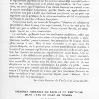 0012 - Page 10 - Séance du 13 janvier 1937. Communications. Enquête sérologique sur dix-neuf sujets immunisés contre la fièvre jaune, les uns à l'aide de la vaccination, les autres à l'aide de la séro-vaccination, par J. Laigret, G. Saleun et J. Ceccaldi. (Instituts Pasteur de Tunis et de Brazzaville.). / Présence probable du bacille de Whitmore dans l'eau de mare au Tonkin, par M. Vaucel