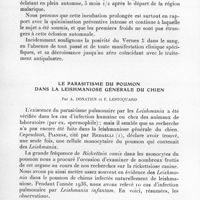 0030 - Page 28 - Séance du 13 janvier 1937. Communications. Paludisme à incubation prolongée, par A. Germain et A. Morvan. / Le parasitisme du poumon dans la leishmaniose générale du chien, par A. Donatien et F. Lestoquard