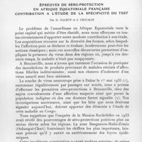0051 - Page 49 - Séance du 13 janvier 1937. Mémoires. Épreuves de séro-protection en Afrique Equatoriale Française contribution à l'étude de la spécificité du test, par G. Saleun et J. Ceccaldi