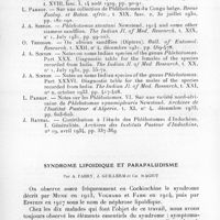 0092 - Page 90 - Séance du 13 janvier 1937. Mémoires. Phlébotomes dans le nord de Madagascar Phlebotomus squamipleuris Newstead 1912, par J. Raynal et P. Le Gac. / Syndrôme lipoïdique et parapaludisme, par A. Fabry, J. Guillerm et Ch. Bagiot