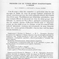 0130 - Page 124 - Séance du 10 février 1937. Communications. Traitement de l'agalaxie contagieuse de la chèvre par l'urotropine, par A. Grimpret. / Premiers cas de typhus bénin diagnostiqués à Dakar, par C. Durieux, A. Rivoalen et Maurice Mathis