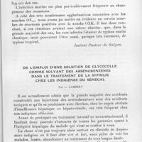 0137 - Page 131 - Séance du 10 février 1937. Communications. La réaction de Weil et Félix chez les rats de Saïgon-Cholon, par P. Delbove et Nguyèn-Van-Huong. (Institut Pasteur de Saïgon.). / De l'emploi d'une solution de glycocolle comme solvant des arsénobenzènes dans le traitement de la syphilis chez les indigènes du Sénégal, par L. Lambert