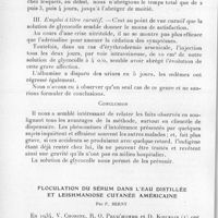 0140 - Page 134 - Séance du 10 février 1937. Communications. De l'emploi d'une solution de glycocolle comme solvant des arsénobenzènes dans le traitement de la syphilis chez les indigènes du Sénégal, par L. Lambert. / Floculation du sérum dans l'eau distillée et leishmaniose cutanée américaine, par P. Berny