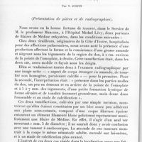 0152 - Page 146 - Séance du 10 février 1937. Communications. Note sur deux kystes à filaire de médine à localisation rare, par Y. Jospin (Présentation de pièces et de radiographies)