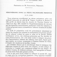 0210 - Page 204 - Société des sciences médicales de Madagascar. Séance du 17 novembre 1936. Sérothérapie dans la peste pulmonaire primitive, par M. Robic