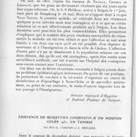 0234 - Page 224 - Séance du 10 mars 1937. Communications. Deux cas de fièvre récurrente dans la région Saïgon-Cholon, par R. Ramijean, N. V. Huong et M. Farinaud. (Service régional d'hygiène et Institut Pasteur de Saïgon.). / Existence de Rickettsia conjunctivae du mouton coles 1931, en Tunisie, par Mlle G. Cordier et J. Ménager