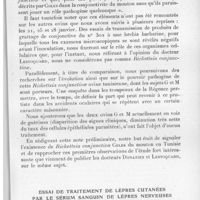 0239 - Page 227 - Séance du 10 mars 1937. Communications. Existence de Rickettsia conjunctivae du mouton coles 1931, en Tunisie, par Mlle G. Cordier et J. Ménager. / Essai de traitement de lèpres cutanées par le sérum sanguin de lèpres nerveuses, par J. Tisseuil