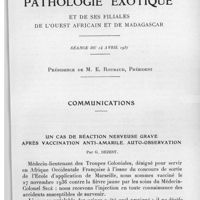 0269 - Page 253 - Séance du 14 avril 1937. Communications. Un cas de réaction nerveuse grave après vaccination anti-amarile. Auto-observation, par G. Dezest