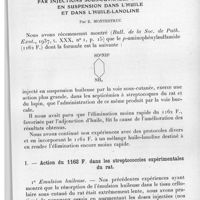 0281 - Page 265 - Séance du 14 avril 1937. Communications. Essais de traitement des streptococcies expérimentales du rat et du lapin par injections sous-cutanées de 1162 F., en suspension dans l'huile et dans l'huile-lanoline, par E. Montestruc