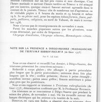 0302 - Page 286 - Séance du 14 avril 1937. Communications. Les glossines du Cameroun, par M. Guibert. / Note sur la présence à Diégo-Suarez (Madagascar) de Triatoma rubrofasciata (de Geer 1773), par P. Le Gac