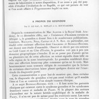 0303 - Page 287 - Séance du 14 avril 1937. Communications. Note sur la présence à Diégo-Suarez (Madagascar) de Triatoma rubrofasciata (de Geer 1773), par P. Le Gac. / A propos du Goundou, par P. Le Gac, G. Esplan et G. Moustardier