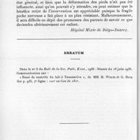 0351 - Page 334 - Société des sciences médicales de Madagascar. Séance du 19 janvier 1937. Spina-bifida lombo-sacré de la variété myélo-méningocèle à revêtement cutané complet chez un enfant malgache de un an. Intervention. Guérison, par L. Sanner. (Hôpital mixte de Diégo-Suarez.). / Erratum