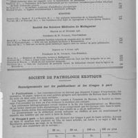 0356 - Page sans numérotation - Sommaire (suite). / Société de Pathologie Exotique. Renseignements sur les publications et les tirages à part