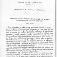 0449 - Page 424 - Société des sciences médicales de Madagascar. Séance du 23 février 1937. Note sur une épidémie familiale infantile de rougeole, avec un décès, par R. Boyé