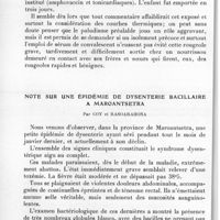 0451 - Page 426 - Société des sciences médicales de Madagascar. Séance du 23 février 1937. Note sur une épidémie familiale infantile de rougeole, avec un décès, par R. Boyé. / Note sur une épidémie de dysenterie bacillaire à Maroantsetra, par Coy et Rasoarahona