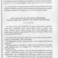 0454 - Page 429 - Société des sciences médicales de Madagascar. Séance du 23 février 1937. Note sur une épidémie de dysenterie bacillaire à Maroantsetra, par Coy et Rasoarahona. / Note sur un cas de peste bubonique apparu chez un contact de peste pulmonaire, par M. Fimayer