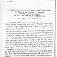0499 - Page 472 - Séance du 9 juin 1937. Communications. Influence de l'acaprine sur l'appareil cardio-vasculaire et le tonus végétatif, par I. Radvan et D. Alexandrescu. / Influence de l'acaprine sur la teneur du sang circulant en éléments figurés. Participation possible du système réticulo-endothélial, par I. Radvan et D. Alexandrescu