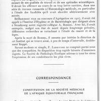 0552 - Page 522 - Séance du 7 juillet 1937. Nécrologie. E. Larrousse. / Correspondance. Constitution de la société médicale de l'Afrique Equatoriale Française