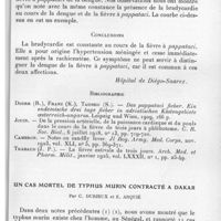 0569 - Page 539 - Séance du 7 juillet 1937. Communications. Étude de la bradycardie au cours de la fièvre à pappataci, par P. Le Gac. (Hôpital de Diégo-Suarez.). / Un cas mortel de typhus murin contracté à Dakar, par C. Durieux et E. Arquié